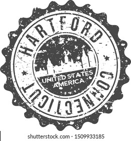 Hartford Connecticut City Skyline. Silhouette City. Design Vector. Famous Monuments.