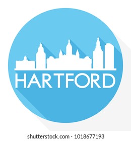 Hartford Connecticut USA Flat Icon Skyline Silhouette Design City Vector Art.