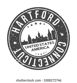 Hartford Connecticut USA Stamp Logo Icon Symbol Design Skyline City.