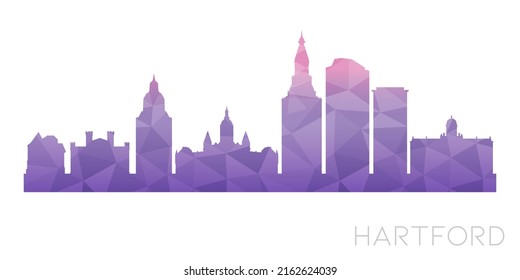 Hartford, CT, USA Low Poly Skyline Clip Art City Design. Geometric Polygon Graphic Horizon Icon. Vector Illustration Symbol.