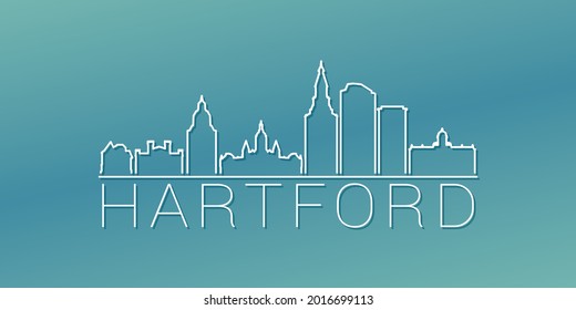 Hartford, CT, USA Skyline Linear Design. Flat City Illustration Minimal Clip Art. Background Gradient Travel Vector Icon.