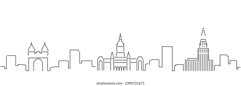 Hartford Dark Line Simple Minimalist Skyline With White Background