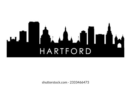 Hartford Skyline Silhouette. Schwarzes Hartford Stadtdesign einzeln auf weißem Hintergrund. 