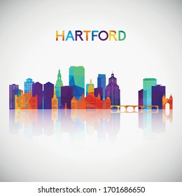 Hartford skyline silhouette in colorful geometric style. Symbol for your design. Vector illustration.