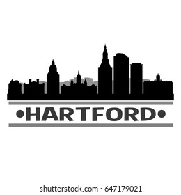 Hartford Skyline Silhouette Stamp City Design Vector Art