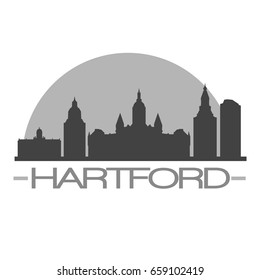 Hartford Skyline Silhouette Skyline Stamp Vector City Design