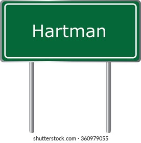 Hartman , Colorado, road sign green vector illustration, road table, USA city