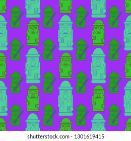 Harubang - stone korean doll. Idol of grandfather seamless pattern.