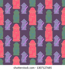 Harubang - stone korean doll. Idol of grandfather seamless pattern.
