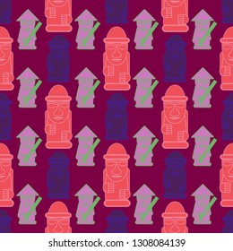 Harubang - stone korean doll. Idol of grandfather seamless pattern.