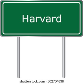 Harvard , Illinois , road sign green vector illustration, road table, USA city