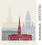 Harvard skyline poster in editable vector file