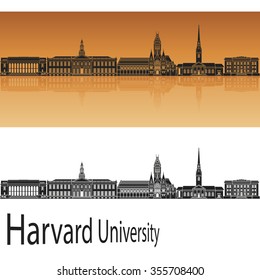 Harvard University skyline in orange background in editable vector file