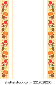 Harvest background. Autumn backdrop with vegetables, berries, autumn leaves and plants. Vector illustration 10 EPS.