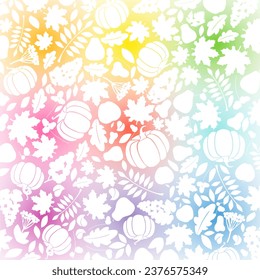 Harvest background. Flat design. Lace concept. Autumn pattern. White texture with fall fruit elements. Colorful background. Floral ornament. Creative backdrop with clipping mask. Advertising template.
