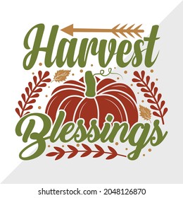 Harvest Blessings Printable Vector Illustration