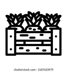 harvest box pineapple line icon vector. harvest box pineapple sign. isolated contour symbol black illustration