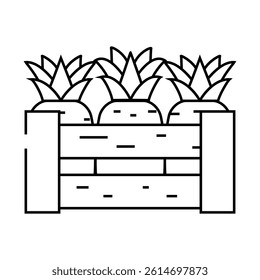 harvest box pineapple line icon vector. harvest box pineapple sign. isolated contour symbol black illustration