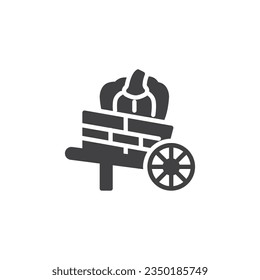 Harvest cart with pumpkin vector icon. filled flat sign for mobile concept and web design. Pumpkin harvest cart glyph icon. Symbol, logo illustration. Vector graphics