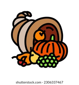 harvest cornucopia autumn season color icon vector. harvest cornucopia autumn season sign. isolated symbol illustration