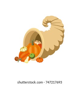 harvest cornucopia on a white background. autumn. vector illustration