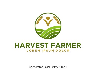 Harvest Farmer Farmland Logo Design Agricultural Stock Vector (Royalty ...