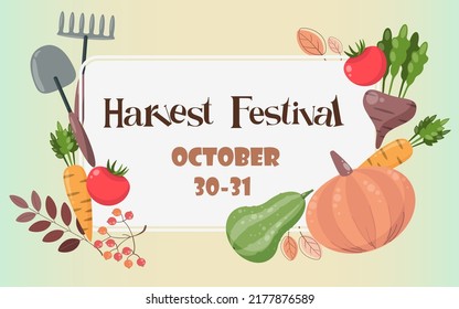 Harvest festival banner. Autumn theme.