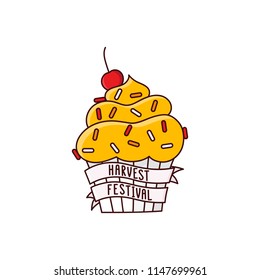 Harvest festival cupcake. It can be used for sticker, patch, phone case, poster, t-shirt, mug etc.