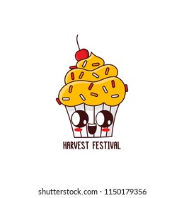 Harvest festival cupcake. It can be used for sticker, patch, phone case, poster, t-shirt, mug etc.