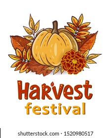 Harvest Festival Hand Drawn Lettering Text Stock Vector (Royalty Free ...