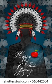 Harvest festival Happy Thanksgiving Day holiday celebration. Vector illustration