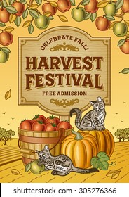 Harvest Festival Poster. Editable EPS10 vector illustration with clipping mask and transparency.