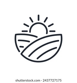 Harvest field editable stroke outline icon isolated on white background flat vector illustration. Pixel perfect. 64 x 64