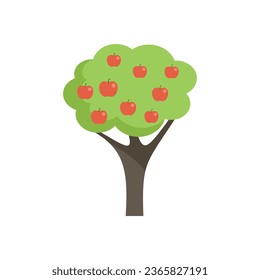 Harvest fruit tree icon flat vector. Garden plant. Farm plum isolated