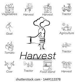 harvest hand draw icon. Element of farming illustration icons. Signs and symbols can be used for web, logo, mobile app, UI, UX