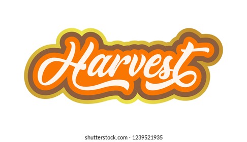 Harvest Hand lettering. Modern calligraphy of Harvest Festival. Handwritten vector illustration on white background for cards, posters, banner, logo, sticker, label