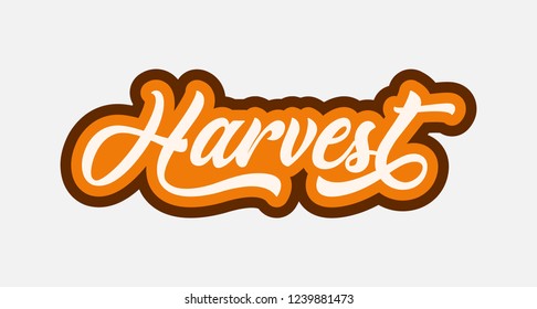 Harvest Hand lettering. Modern calligraphy of Harvest Festival. Handwritten vector illustration on white background for cards, posters, banner, logo, sticker, label