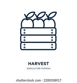 harvest icon from agriculture farming and gardening collection. Thin linear harvest, farm, nature outline icon isolated on white background. Line vector harvest sign, symbol for web and mobile
