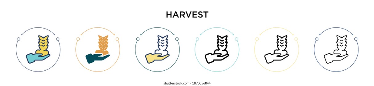 Harvest icon in filled, thin line, outline and stroke style. Vector illustration of two colored and black harvest vector icons designs can be used for mobile, ui, web