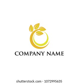 harvest icon, gold leaf logo template