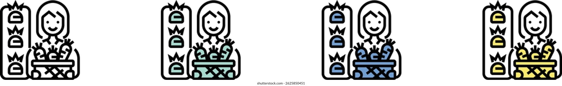 harvest icon. Outline, Green, Blue and Yellow Style Design Isolated On White Background