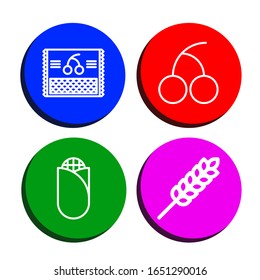 Erntesymbol-Set. Sammlung von Kirschen, Mais, Weizen-Symbolen