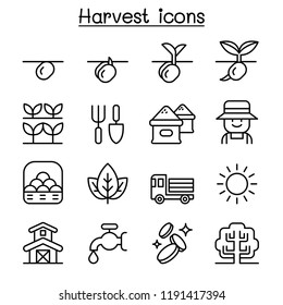 Harvest icon set in thin line style