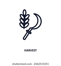 harvest icon. Thin line harvest icon from agriculture and farm collection. Outline vector isolated on white background. Editable harvest symbol can be used web and mobile