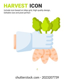 Harvest icon vector with flat color style isolated on white background. Vector illustration crop sign symbol icon concept for digital farming, technology, industry, agriculture, web and all project