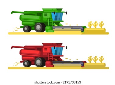 Harvest machine agriculture technology illustration vector