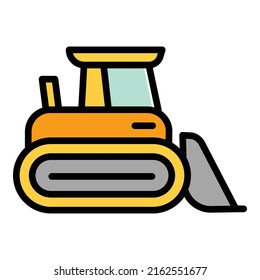 Vector de contorno de icono de la máquina de cosecha. Tractor de granja. Vehículo combinado