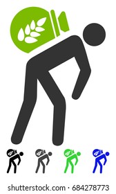 Harvest Porter flat vector illustration. Harvest Porter icon with gray, black, blue, green color versions.