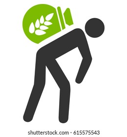 Harvest Porter vector icon. Flat bicolor eco green and gray symbol. Pictogram is isolated on a white background. Designed for web and software interfaces.