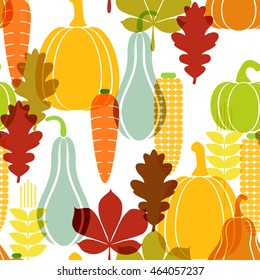 Harvest  pumpkin seamless pattern. Vegetarian colorful texture. Great autumn tile.